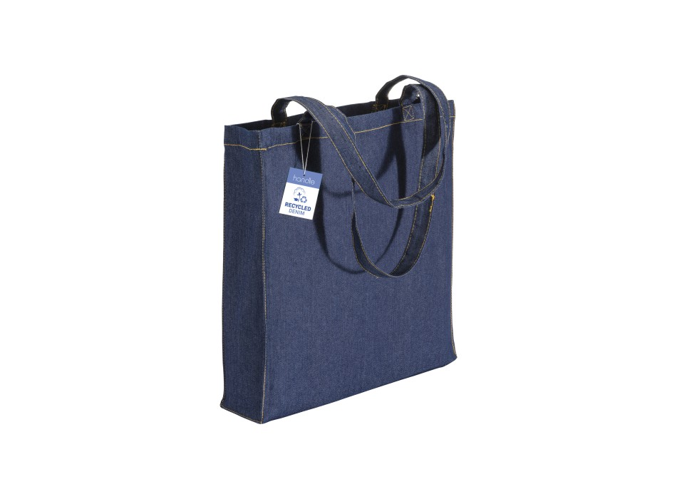 Shopper in cotone denim riciclato 180 gr/m2, manici lunghi e soffietto FullGadgets.com