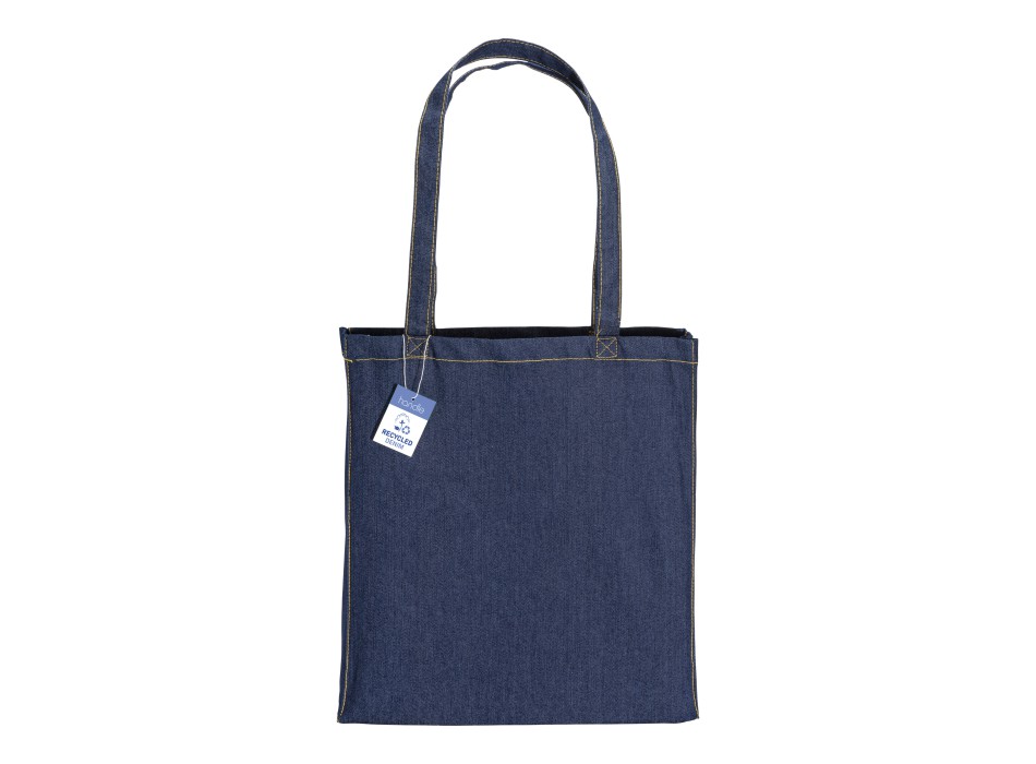 Shopper in cotone denim riciclato 180 gr/m2, manici lunghi e soffietto FullGadgets.com