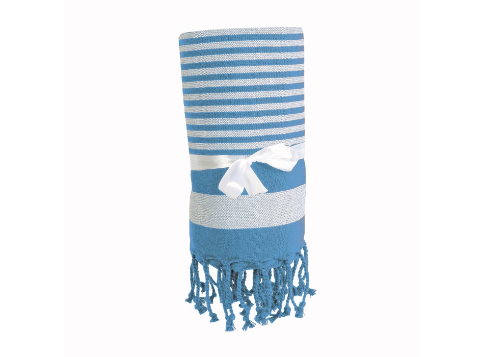 Telo mare/pareo stile Fouta 100% cotone 580gr con lato in spugna e frange, 90x160 cm FullGadgets.com