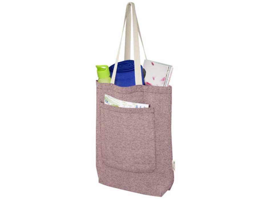 Tote bag in cotone riciclato da 150 g/m² con tasca frontale Pheebs - 9L FullGadgets.com