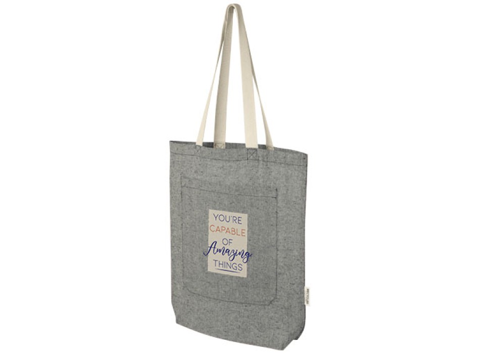 Tote bag in cotone riciclato da 150 g/m² con tasca frontale Pheebs - 9L FullGadgets.com