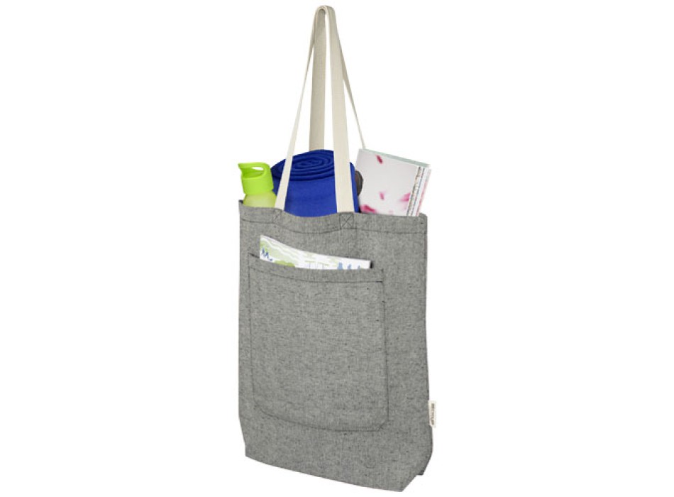 Tote bag in cotone riciclato da 150 g/m² con tasca frontale Pheebs - 9L FullGadgets.com