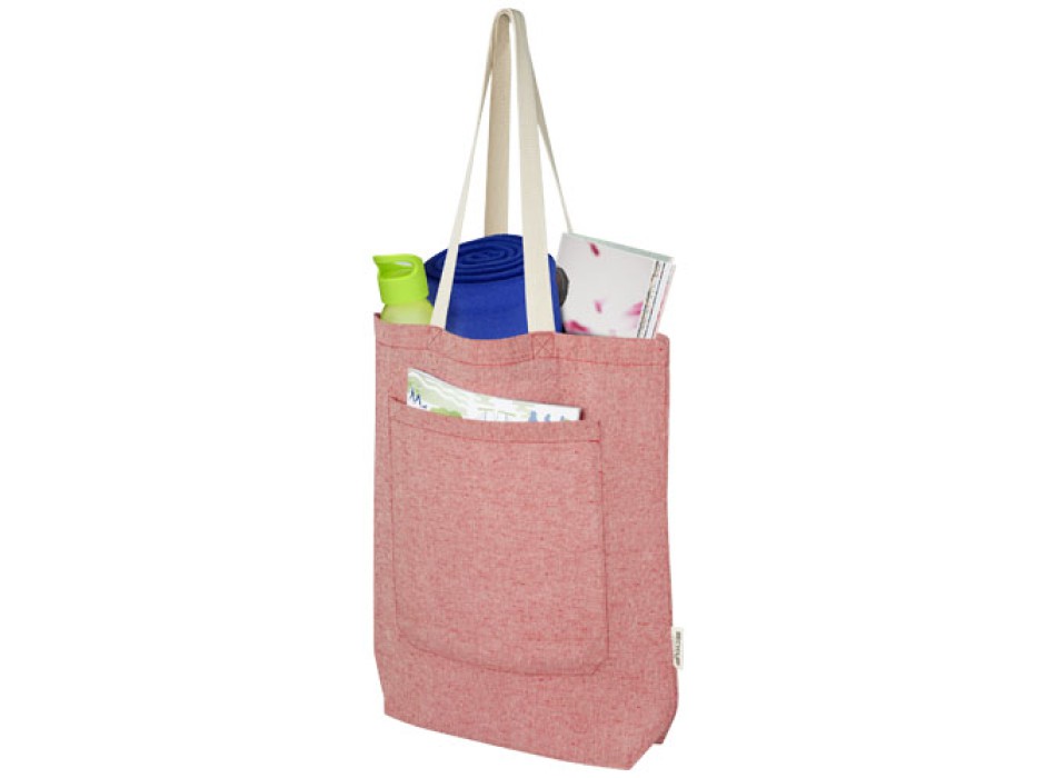 Tote bag in cotone riciclato da 150 g/m² con tasca frontale Pheebs - 9L FullGadgets.com