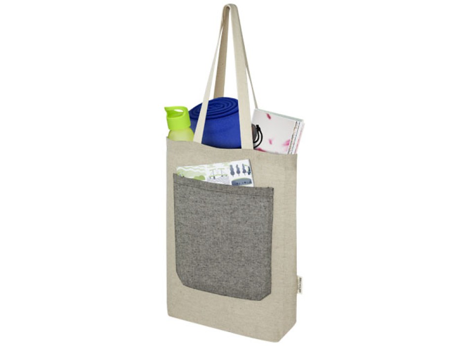 Tote bag in cotone riciclato da 150 g/m² con tasca frontale Pheebs - 9L FullGadgets.com