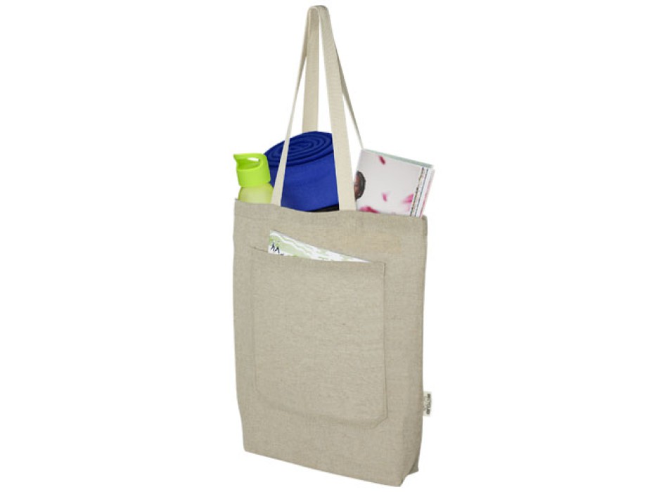 Tote bag in cotone riciclato da 150 g/m² con tasca frontale Pheebs - 9L FullGadgets.com