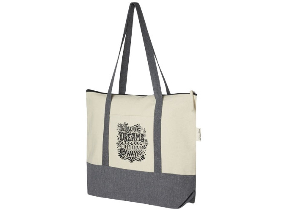 Tote bag in cotone riciclato da 320 g/m² con zip Repose - 10L FullGadgets.com