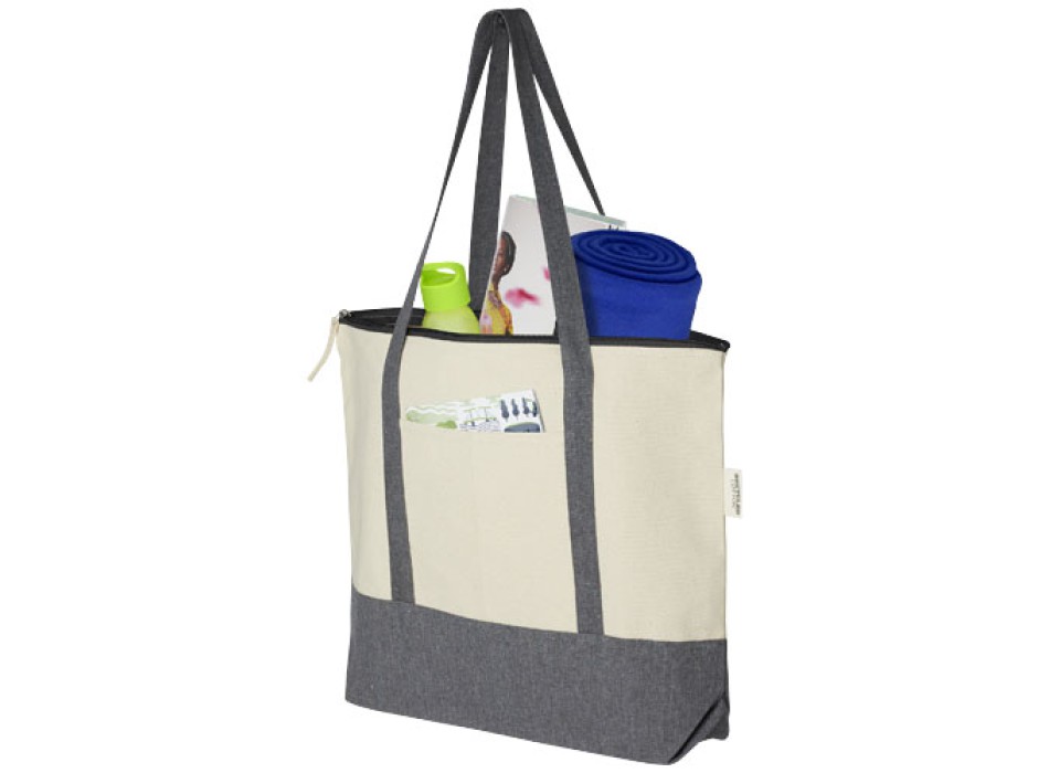 Tote bag in cotone riciclato da 320 g/m² con zip Repose - 10L FullGadgets.com