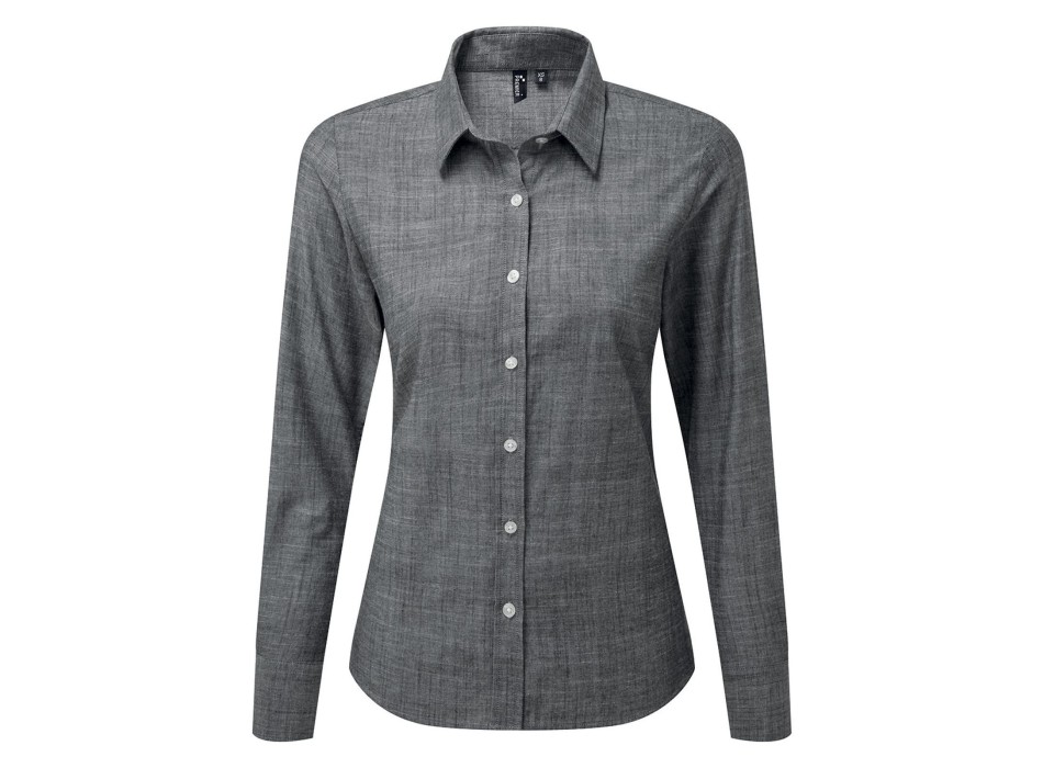 Women's Cotton Slub Chambray Long Sleeve Shirt FullGadgets.com