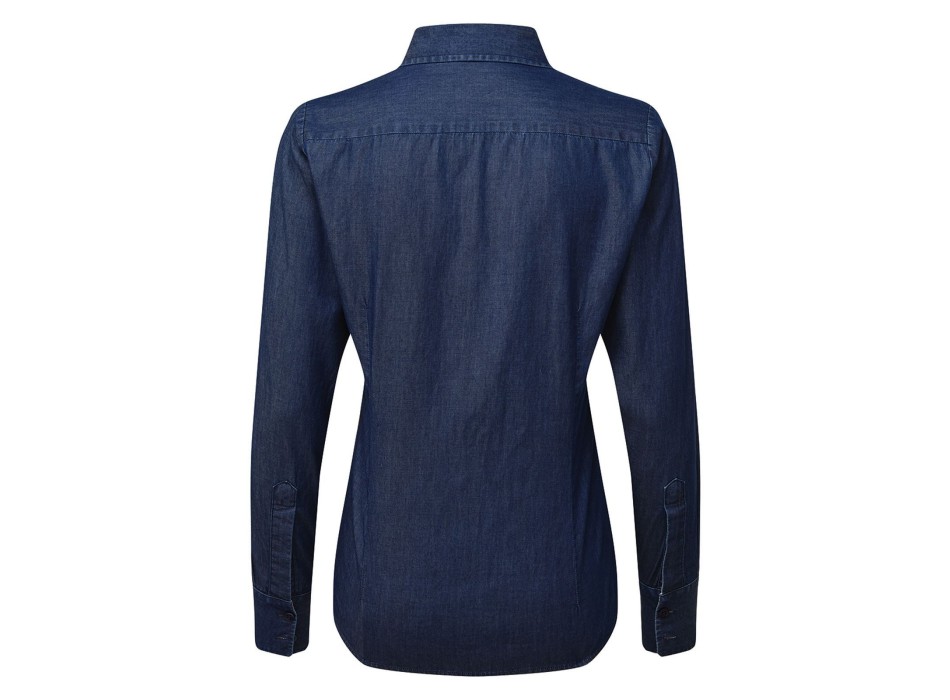 Women's Denim-Pindot Long Sleeve Shirt FullGadgets.com